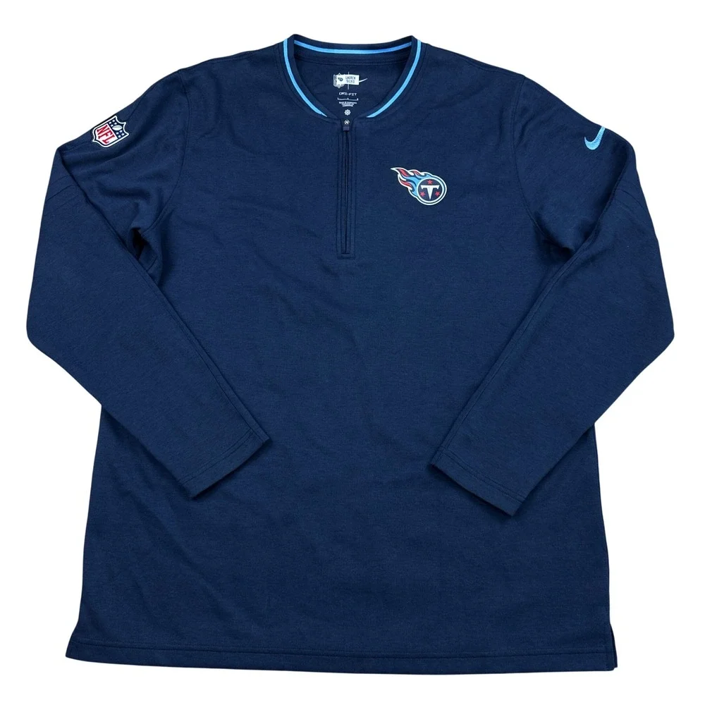 Nike Tennessee Titans NFL Staff Issued Dri-FIT Quarter Zip Pullover Navy Large